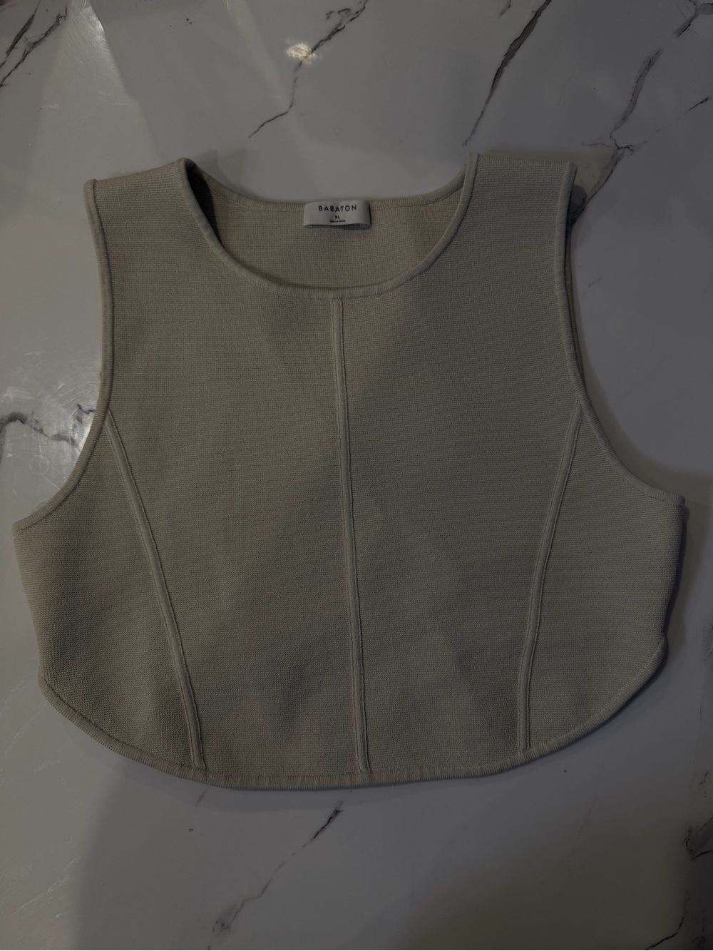 Aritzia Babaton Cream Structured Cropped Tank
